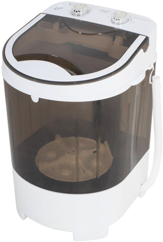 Mini práčka Adler AD 8056 s funkciou odstreďovania v bielo-šedom prevedení pre pranie až 4 kg bielizne