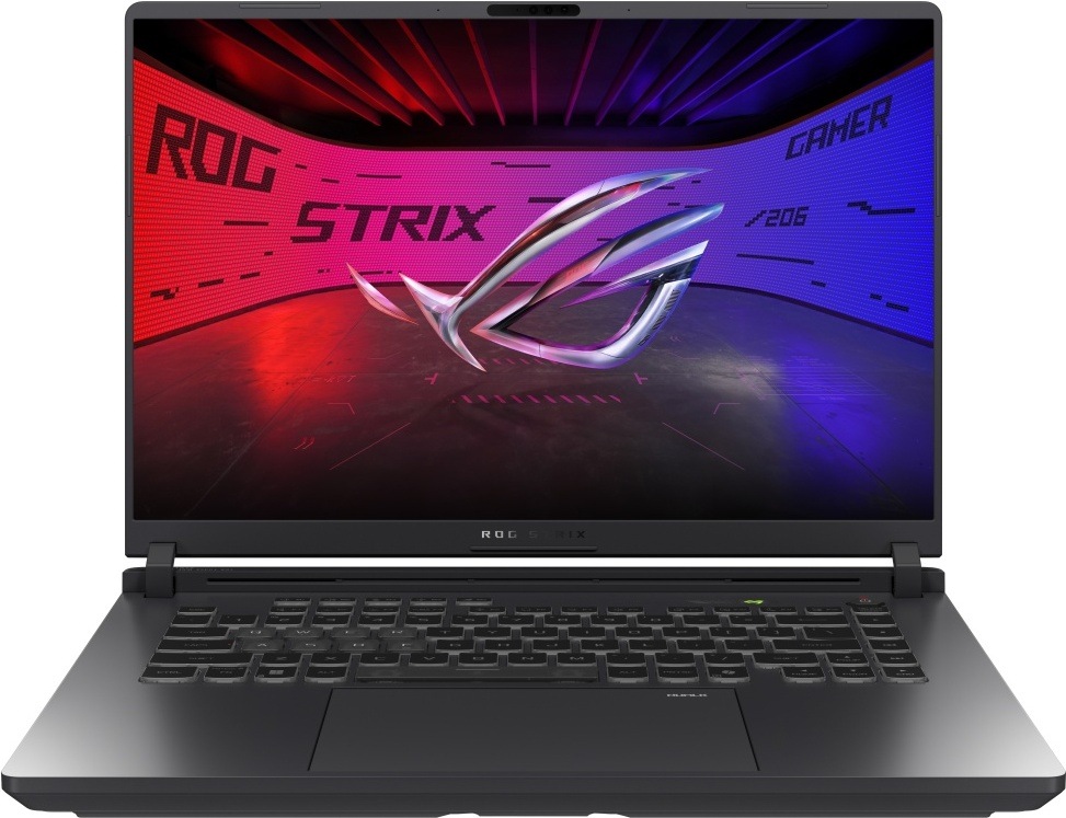 Predný pohľad na notebook ASUS ROG Strix G16 s luxusnou grafikou