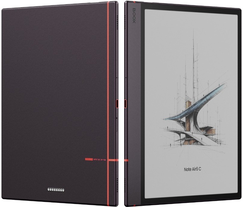 Čítačka kníh ONYX BOOX Note Air 6 C čierna E-čítačka Boox Note Air6 C zobrazená zozadu aj spredu vedľa seba v puzdre.
