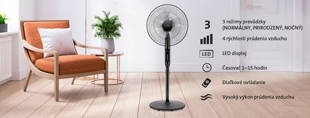 Ventilátor stojanový ETA Naos 2607 90000 čierny Ventilátor stojanový ETA Naos 2607 90000 čierny