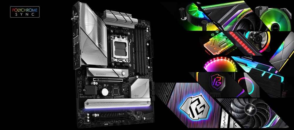Základná doska ASRock B850 LiveMixer WiFi Podsvietenie Polychrome RGB umožní synchronizovať efekty s kompatibilnými perifériami