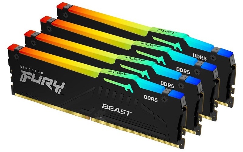 Pamäťový modul Kingston FURY Beast Black RGB XMP 64GB (4x16GB) DDR5 5200MHz CL40