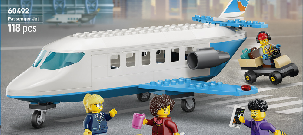 Stavebnica LEGO® City 60492 Dopravní letadlo Deti môžu usadiť cestujúcich, pripraviť lietadlo a pomocou navádzacích tyčí začať odlet.