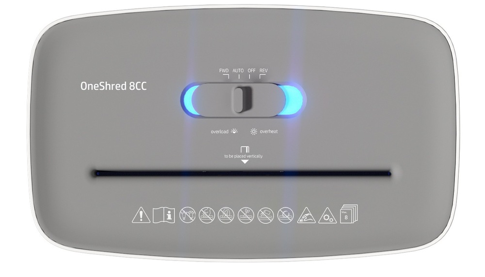 Skartovač HP OneShred 8CC sa ovláda prepínačom s 3 hlavnými režimami