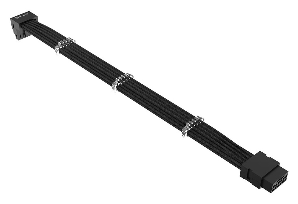 Adaptér AKASA G-Nexus PX16, 90° 12VHPWR Extension Cable, 12+4P male na 12+4P female, 30cm - čierny