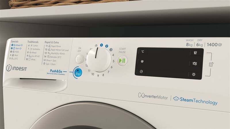 Práčka so sušičkou Indesit BDE 86436 WSV EE biela PPračka/sušička Indesit BDE 86436 WSV EE, biela, PushGo