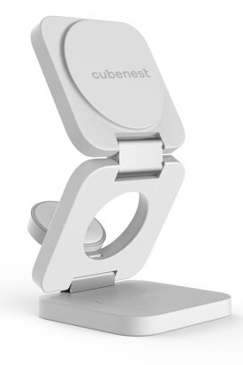 Bezdrôtová nabíjačka Cubenest E310 Pre 3v1 s podporou uchytenia MagSafe biela
