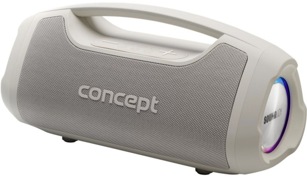 Sivý prenosný reproduktor Concept SoundJoy BR5061 s madlom a bočným LED osvetlením