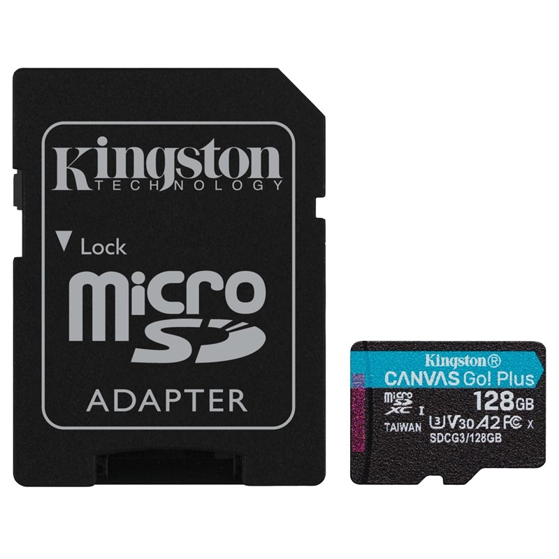 Pamäťová karta Kingston Canvas Go! Plus MicroSDXC 128GB UHS-I U3 (170R/90W) + adaptér