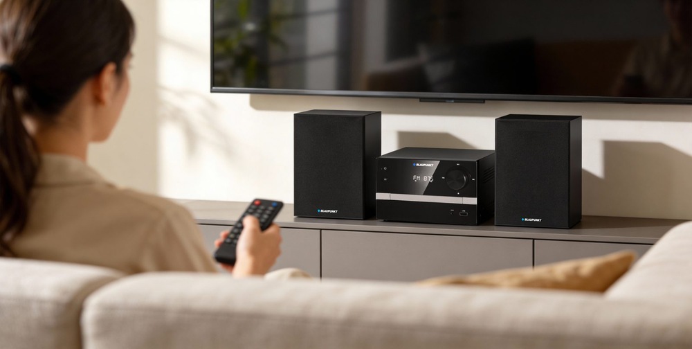 Mikro HiFi systém Blaupunkt MS9BT čierny Kompaktný mikrosystém šetrí miesto a nahrádza rádio, CD prehrávač aj Bluetooth reproduktor v jednom zariadení.