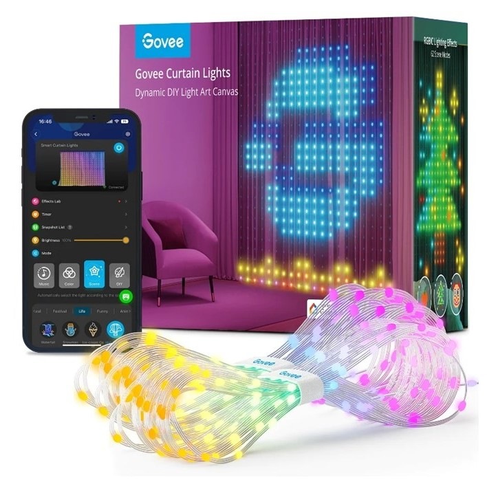 Dekoratívne LED Govee RGBIC Curtain, 520 LED, 1.5 x 2m