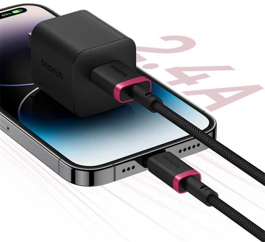 Kábel Baseus Dura USB/Lightning, 2.4A, 2m čierny/červený Kábel Baseus Dura USB/Lightning, 2.4A, 2m - čierny/červený