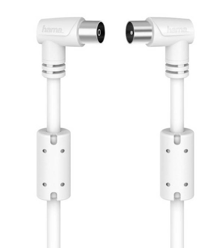 Koaxiálny kábel Hama 90 dB, kolmé konektory, 10m biely Koaxiálny kábel Hama 90 dB, kolmé konektory, 10m biely