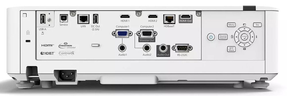 Laserový projektor Epson EB-L530U, pohľad na konektory