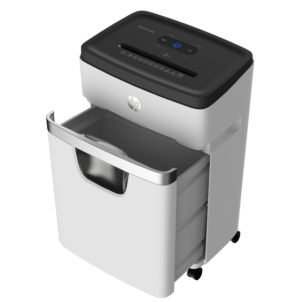 Skartovačka HP OneShred 12MC je vybavená 4 kolieskami (z toho 2 majú brzdu), takže je mobilná.