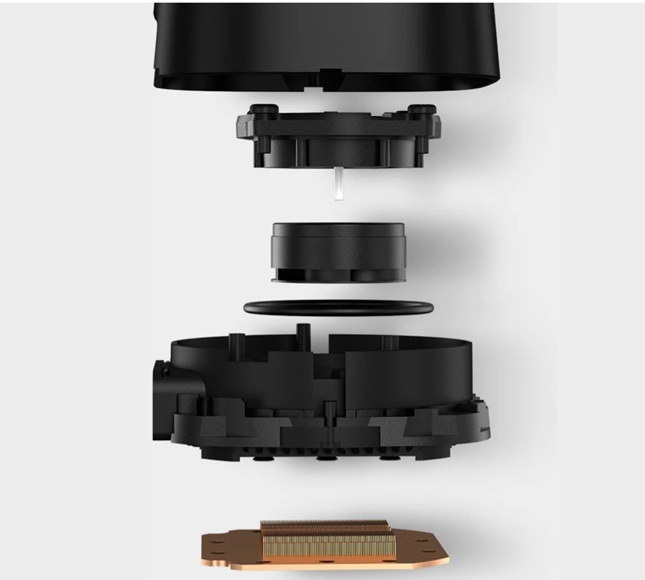 Vodný chladič DeepCool LE520 biely Detail konštrukcie chladiča DeepCool LE520.
