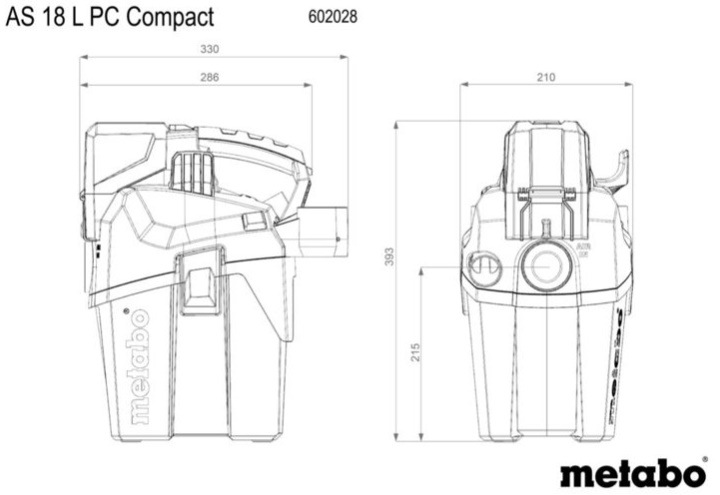 Priemyselný vysávač Metabo 60202885 AS 18 L PC Compact (bez batérie)