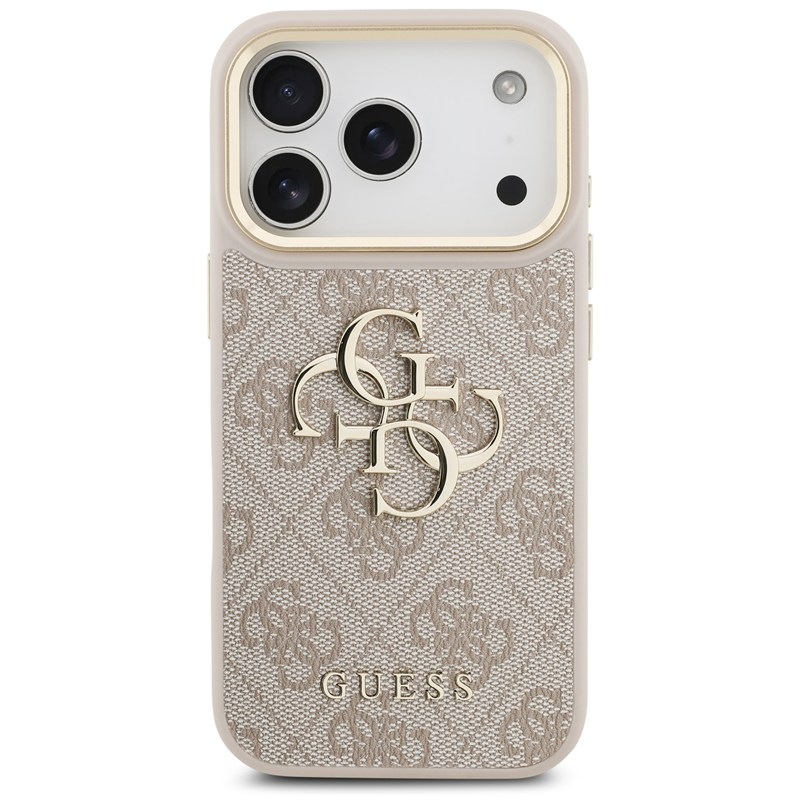 Kryt na mobil Guess PU Leather 4G Metal Logo Gold Frame MagSafe na Apple iPhone 17 Pro ružový