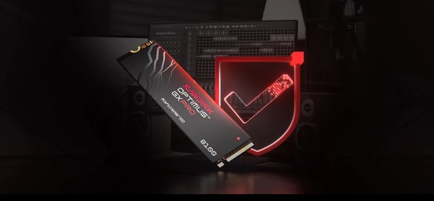 SSD SANDISK Optimus GX PRO 8100 1 TB - PCIe 5.0 (NVMe) čierny SSD SANDISK Optimus GX PRO 8100 s ikonou zabezpečenia dát