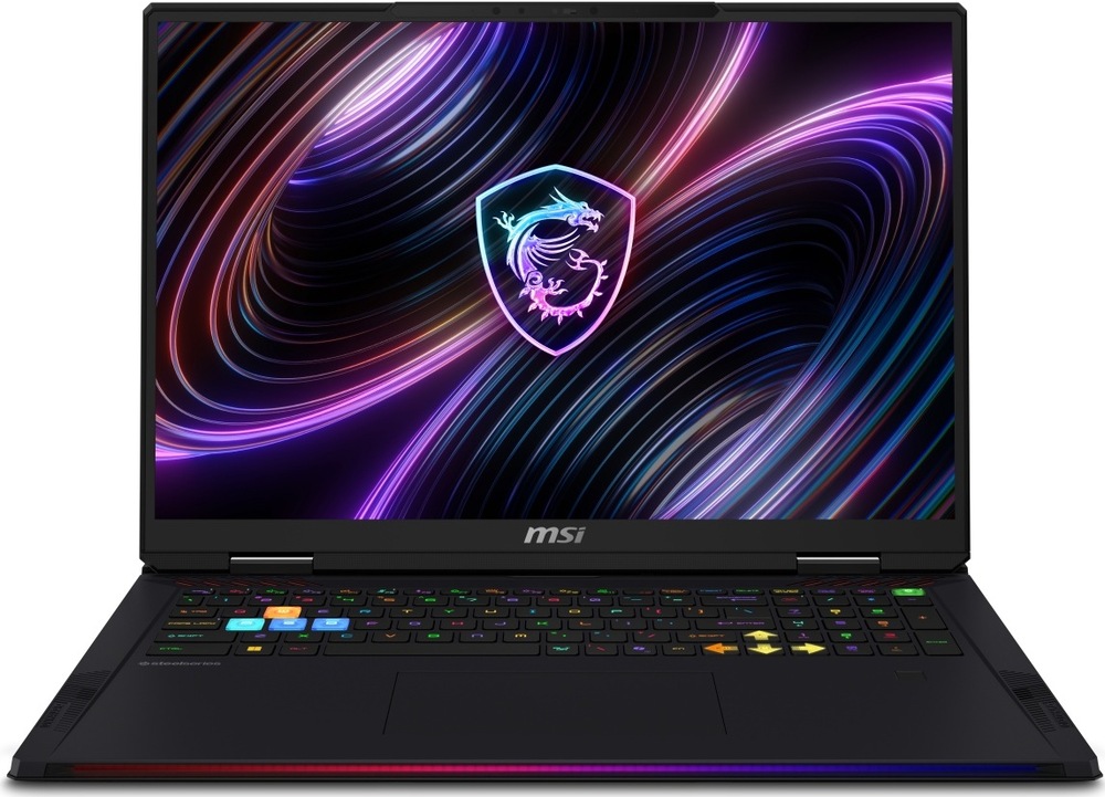 Notebook MSI Raider 18 Max HX A2WI-1042CZ čierny Čelný pohľad na otvorený herný notebook MSI Raider 18 Max HX A2W s veľkým displejom a vysokým rozlíšením