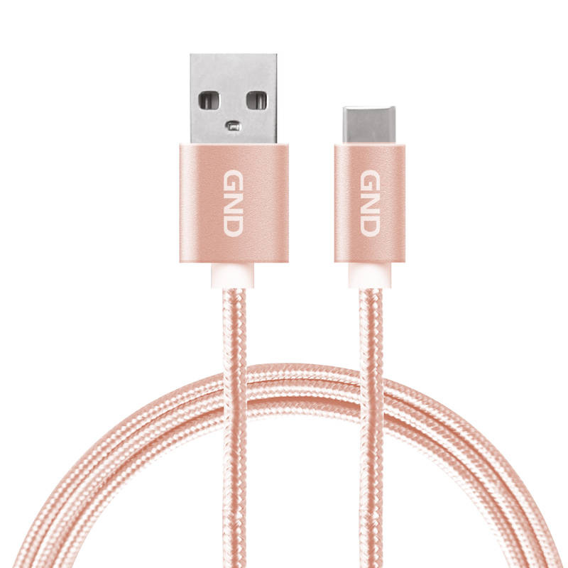 Kábel GND USB / USB-C, 2m, opletený zlatý