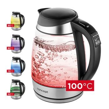 Rýchlovarná kanvica Concept RK4120 čierna/sklo Regulace teploty