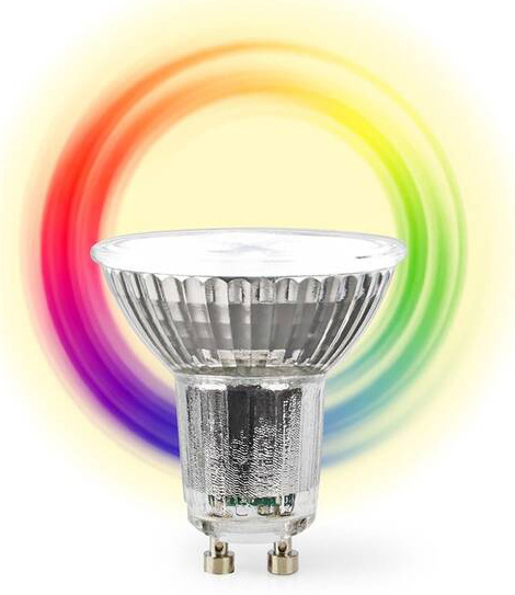 Inteligentná žiarovka Nedis SmartLife bodová, Wi-Fi, GU10, 345 lm, 4.9 W, RGB / Teplá - studená biela