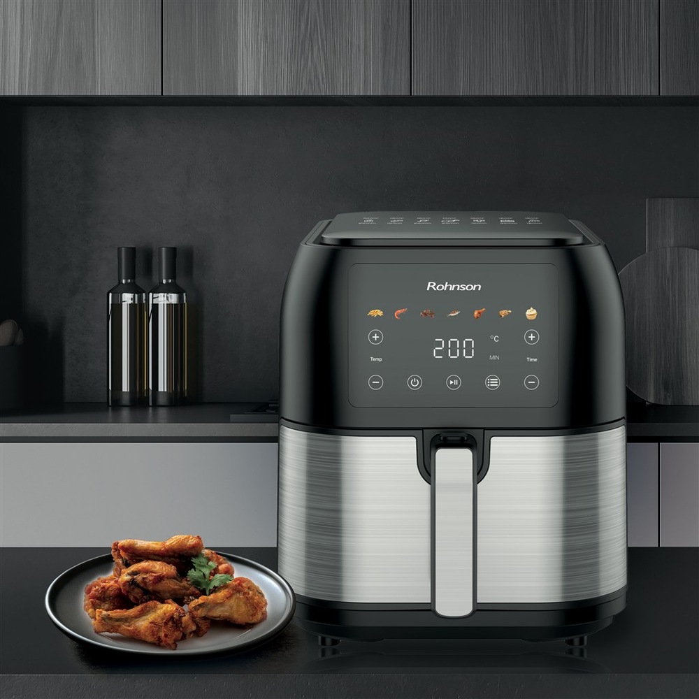 Fritéza teplovzdušná Rohnson R-2861, 8 l čierna/strieborná