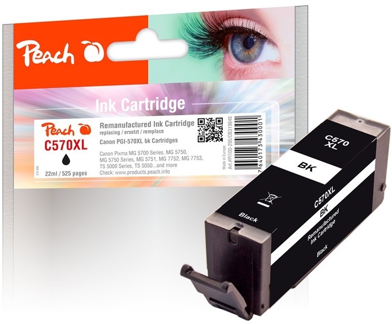 Atramentová náplň Peach Canon PGI-570XL, 510 strán - čierna