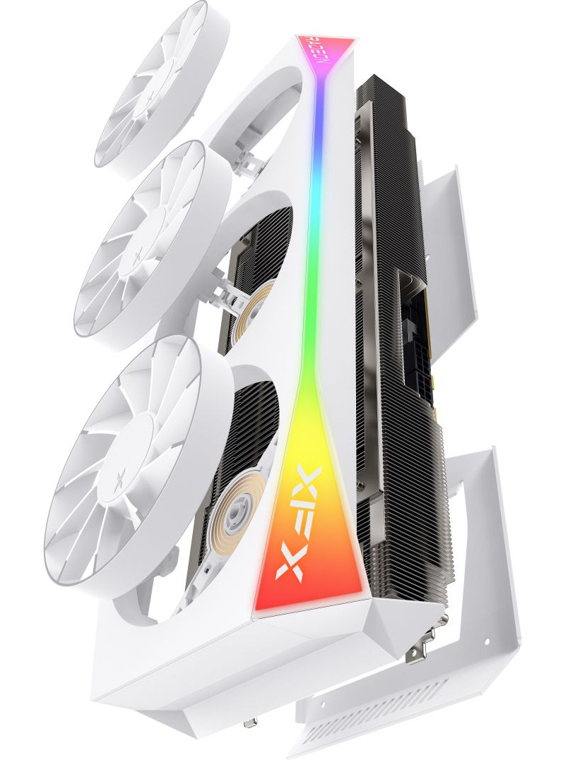 Grafická karta XFX Mercury AMD Radeon RX 9070 XT OC White Magnetic Air Edition RGB 16GB biela Lifestylová fotka Grafická karta XFX AMD Radeon RX 9070 XT OC White Magnetic Air Edition RGB