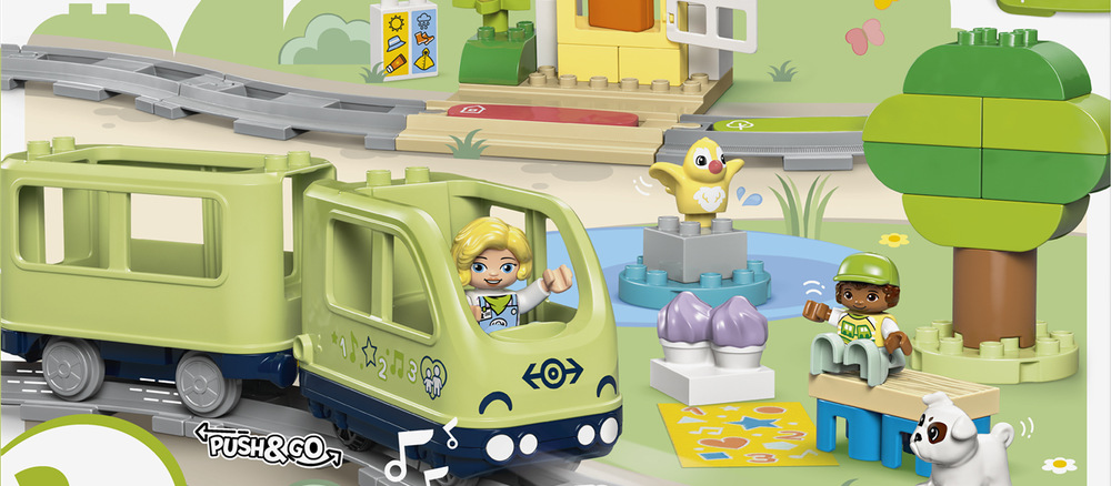 Stavebnica LEGO® DUPLO® 10427 Interaktívny dobrodružný vláčik Deti si volia cieľ, stavajú železničnú trasu a pri plánovaní rozvíjajú kreativitu aj schopnosť riešiť problémy.