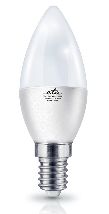 LED žiarovka ETA EKO LEDka sviečka 5,5W, E14, teplá biela žiarovka ETAC37W55WW01 teplá biela