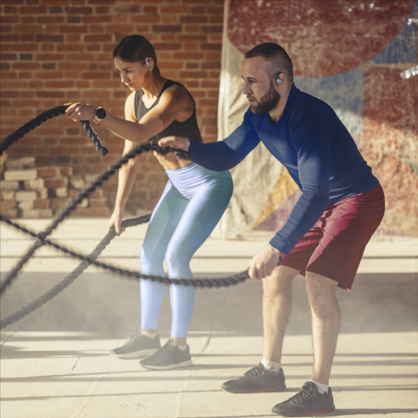 Hama Spirit Athletics s klipom + nabíjacie púzdro, biela
