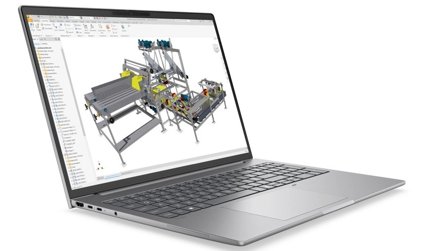 Notebook HP ZBook 8 G2a 16" strieborný Detail obrázku otvoreného notebooku.