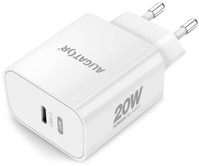 Nabíjačka do siete Aligator Power Delivery 20W, USB-C biela