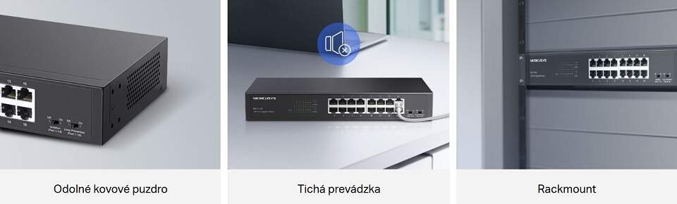 Switch Mercusys MS116GS, 16 port, Gigabit čierny