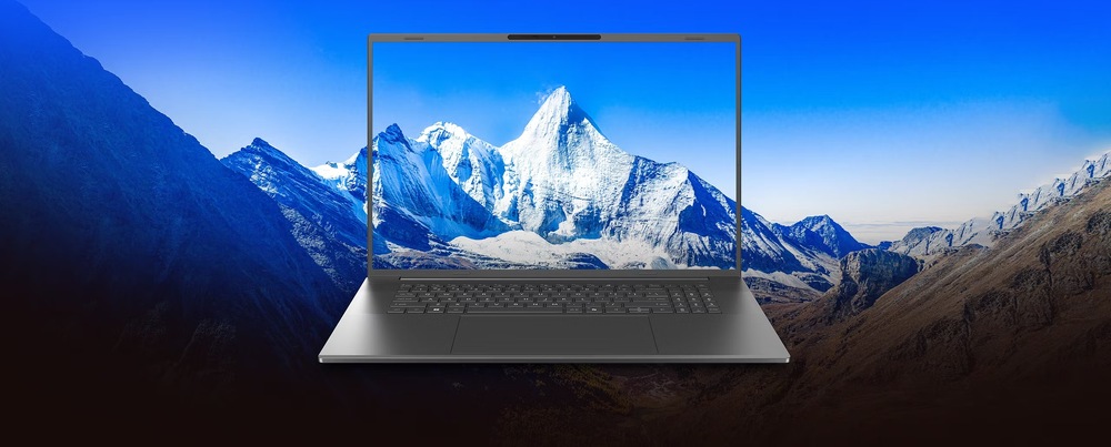 Zasnežené pohorie na ostrom displeji Acer Aspire Go 15″ width=