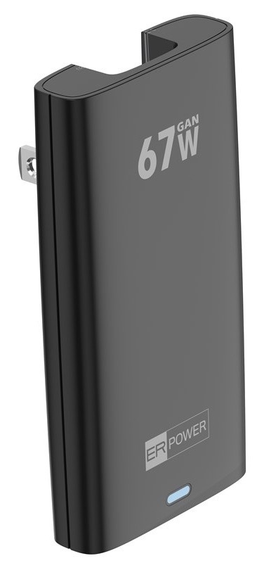 Cestovný adaptér ERPOWER Dual Travel Slim 67W, 1xUSB-C/1xUSB-A čierny
