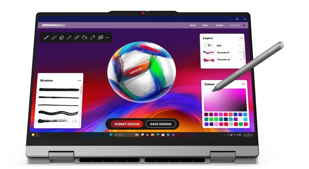 Notebook Lenovo IdeaPad 5 2-in-1 14Q8Y11 sivý Notebook Lenovo IdeaPad 5 2-in-1 14Q8Y11 v polohe tabletu s perom