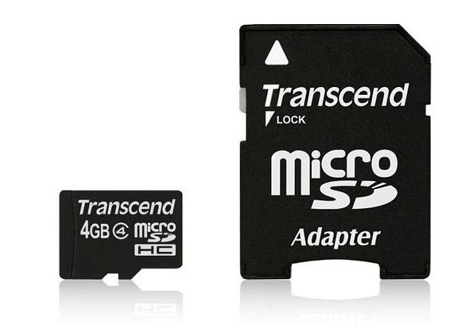 Pamäťová karta Transcend MicroSDHC 4GB Class4 + adapter čierna