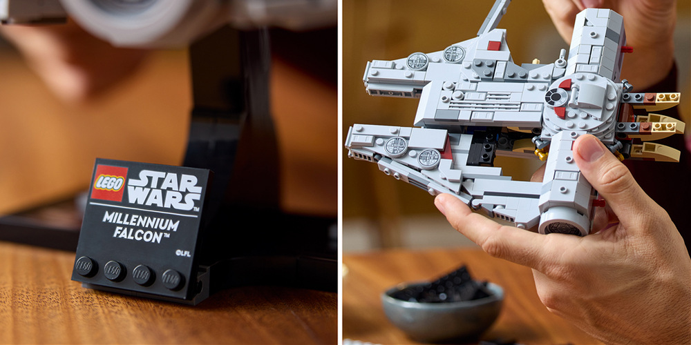 Stavebnica LEGO® Star Wars™ 75375 Millenium Falcon™ Model s 921 dielikmi ponúka kreatívny projekt pre fanúšikov Star Wars a vďaka aplikácii LEGO Builder uľahčuje stavanie.