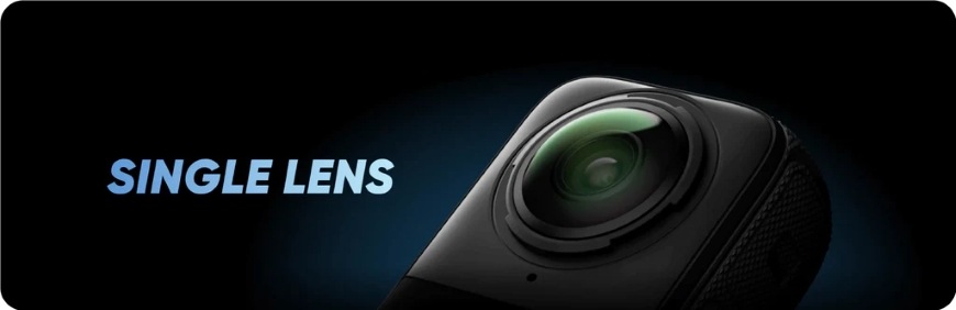 Outdoorová kamera Insta360 X5 Ski Bundle čierna Detail šošovky na kamere Insta360 X5