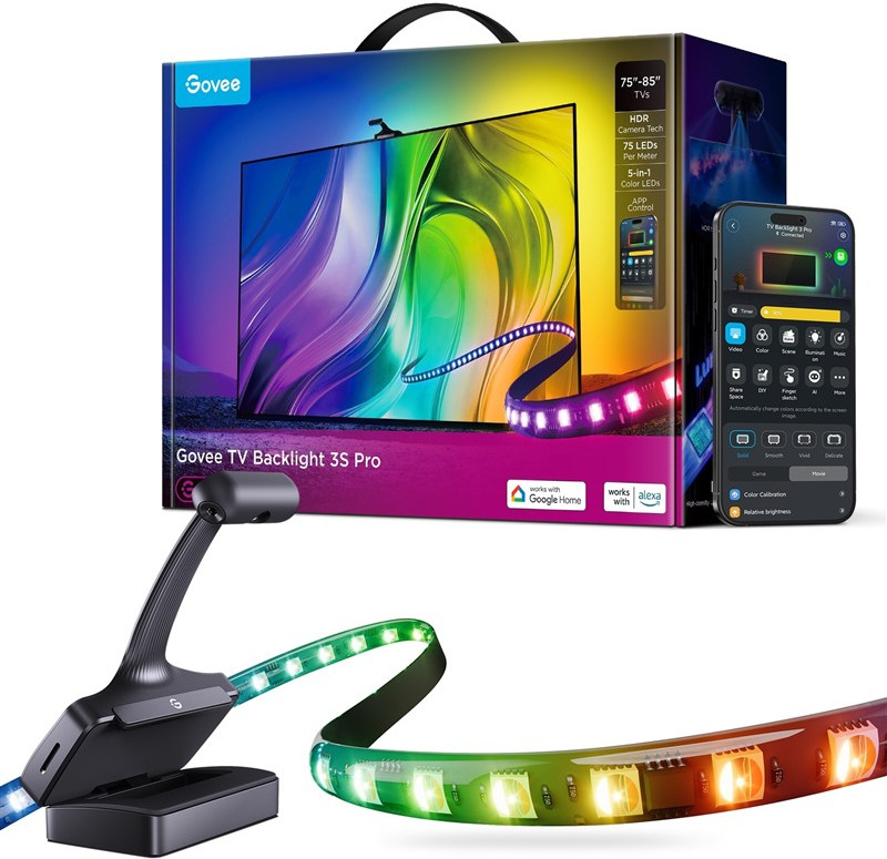 LED pásik Govee TV Backlight 3 Pro 75-85" RGBIC, dĺžka 3,2 m