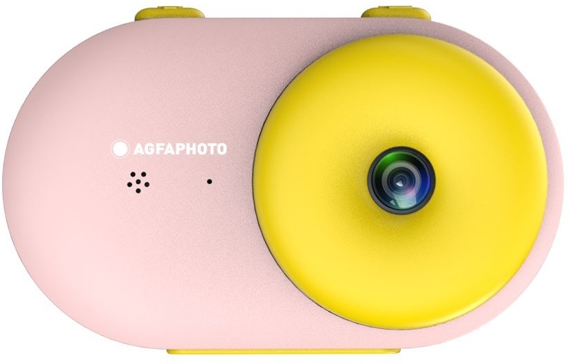 Digitálny fotoaparát AgfaPhoto Realikids Water Proof ružový Fotoaparát AgfaPhoto Realikids Cam Waterproof bez ochranného puzdra, pohľad spredu.