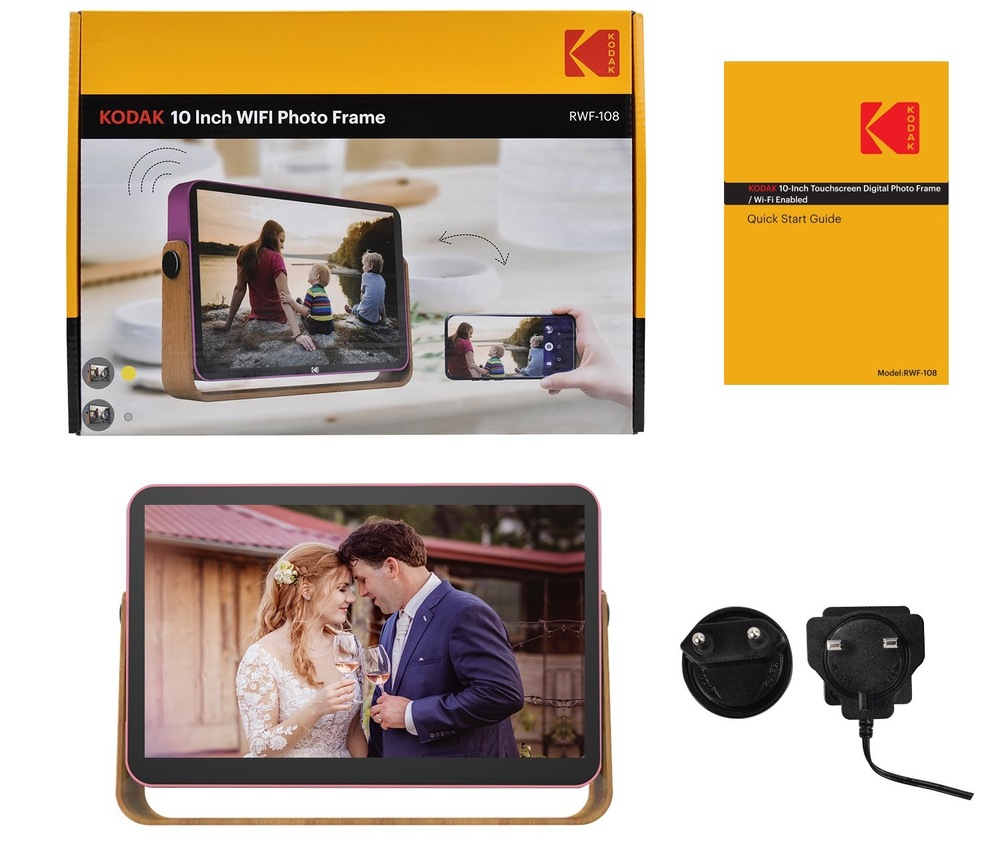 Fotorámik digitálny Kodak RWF-108V obsahuje dva reproduktory a tiež nastaviteľný stojan