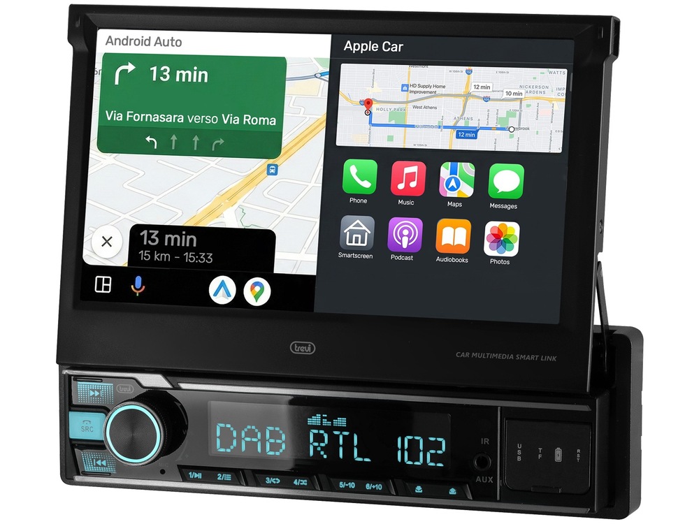 Autorádio s LCD Trevi MDV 6390 DAB čierne Autorádio Trevi MDV 6390 DAB pohľad na displej zboku
