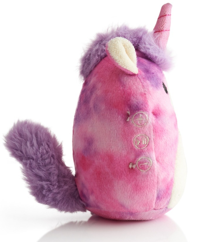 Prenosný reproduktor Lazerbuilt Squishmallows Lola z bočnej strany s viditeľným ovládaním