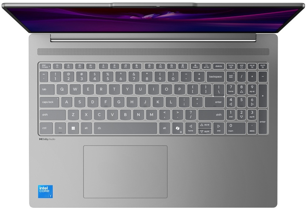 Notebook Lenovo IdeaPad Slim 5 16IMH10 sivý Pohľad zhora na klávesnici notebooku IdeaPad Slim 5″ width=