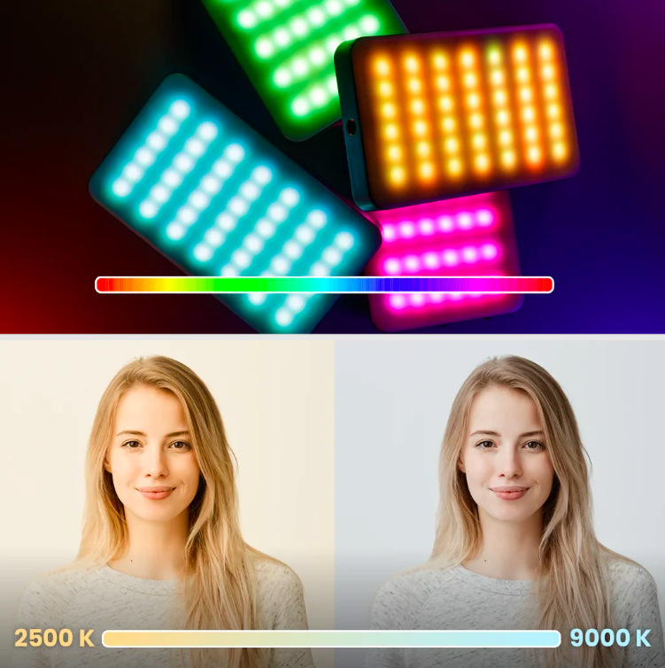 Rollei LUMIS Mini Creator RGB s nastaviteľnou teplotou svetla od 2500 K do 9000 K a RGB režimom