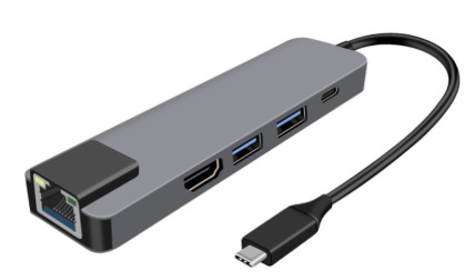 USB Hub WG USB-C/HDMI, RJ45, 2x USB 3.0, USB-C strieborný USB Hub WG USB-C/HDMI, RJ45, 2x USB 3.0, USB-C strieborný